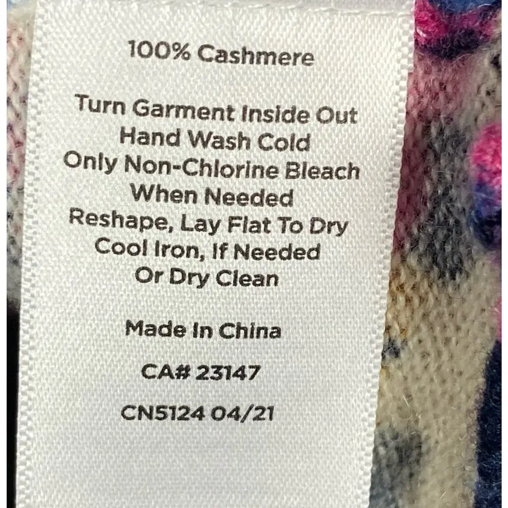 Talbots 100% Cashmere Sweater Floral Womens 3/4 Sleeve Excellent Condition L/XL